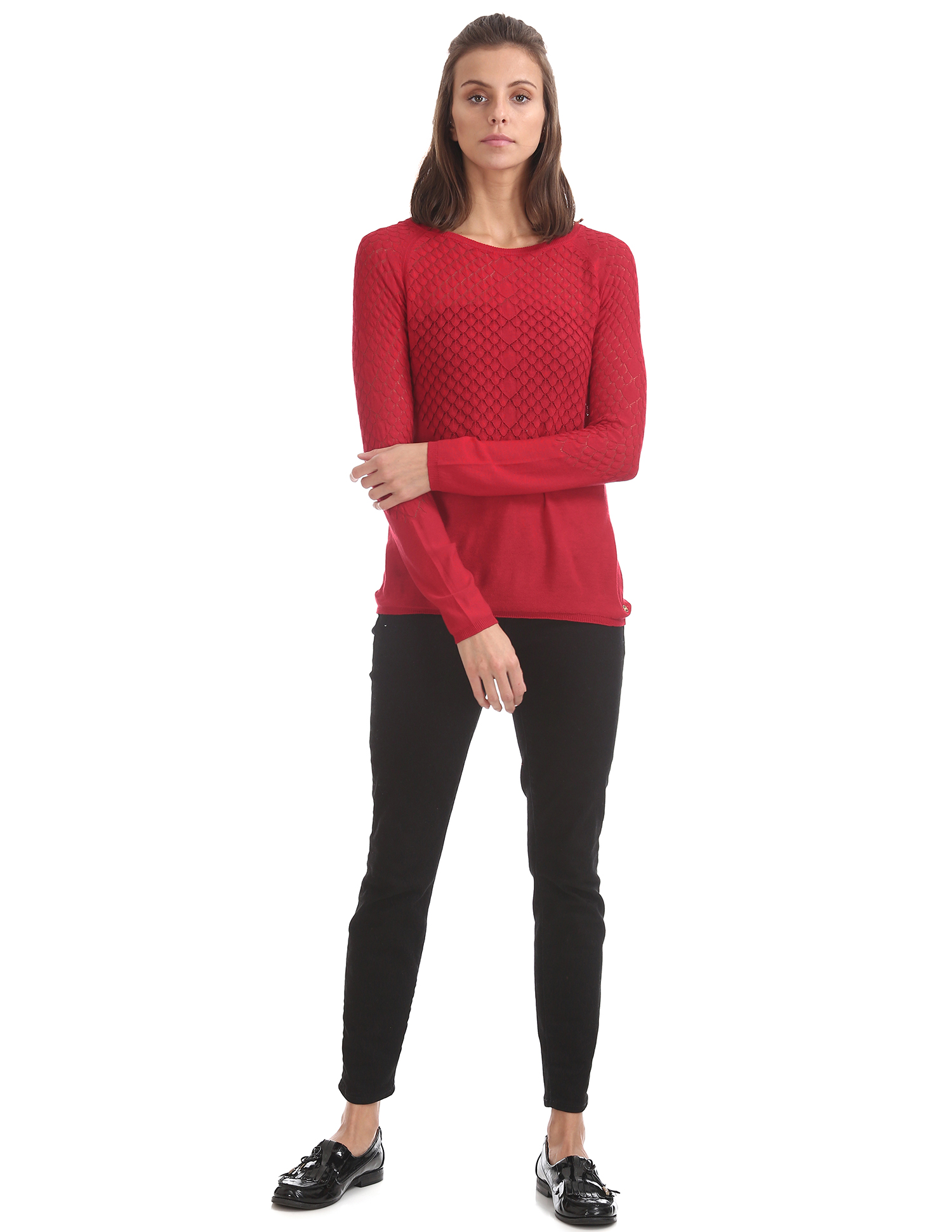 U.S. Polo Assn. Women Casual Wear Self Design Top